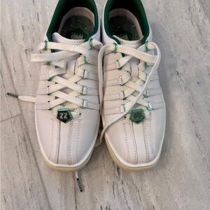 K-Swiss White and Green Athletic Shoes